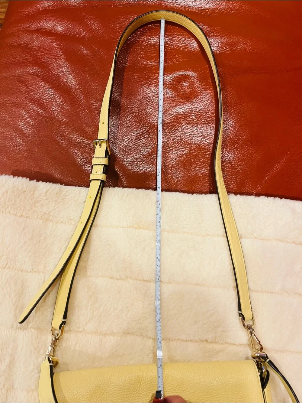 kate spade lemon cream leather saddle shoulder bag
